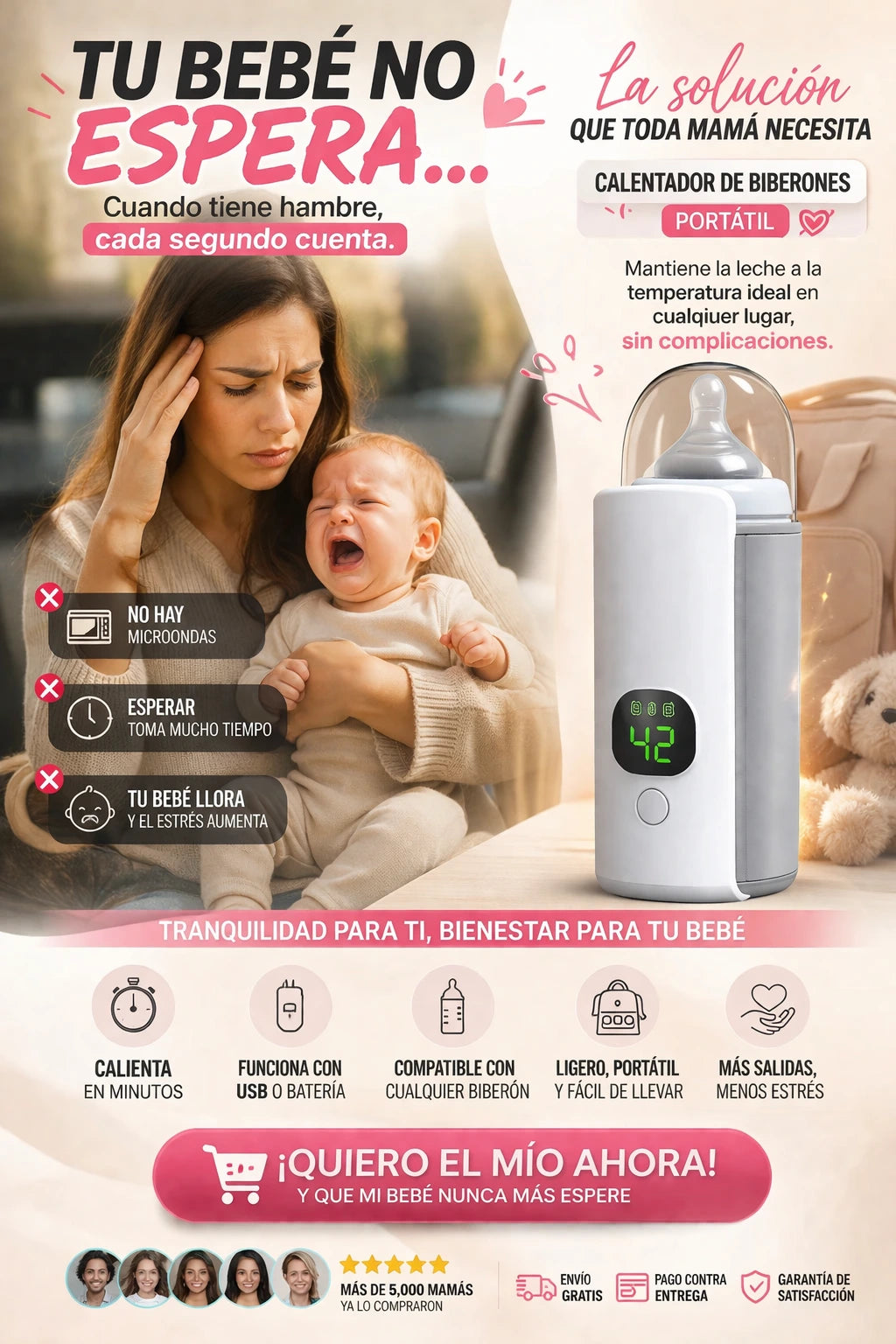 BabyWarm™ – Calentador Portátil de Biberones + Envío Gratis